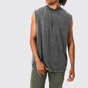 Camiseta sin mangas térmica de algodón grueso con gráfico personalizado para hombre, impresión DTG, camisetas sin mangas de punto para hombre - Product Image 5