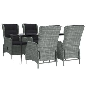 Light <b>Grey</b> Rattan Garden Dining Set 4 Seater Aluminum <b>Frame</b> Weather Resistant Outdoor Furniture Contemporary Design - Product Image 3