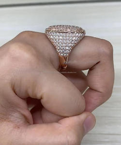 Iced Bust Hip Hop Style 925 Sterling <b>Silver</b> Rhodium Plated Moissanite <b>Pinky</b> <b>Ring</b> <b>for</b> <b>Men</b> Engagement & Anniversary Statement <b>Ring</b> - Product Image 4