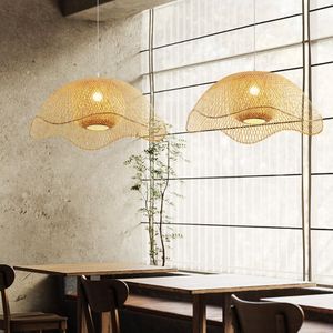 Bamboo Pendant Light Handcrafted Woven Design Eco-Friendly Material Cold White <b>Lighting</b> Modern DIY for Indoor Home Cafe <b>Decor</b> - Product Image 3