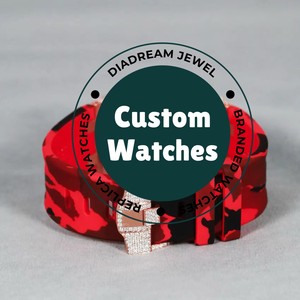Trending Top Branded <b>Red</b> Rubber Band Iced Out Custom Dial Stainless Steel Moissanite Diamond Watch For Men - Product Image 5