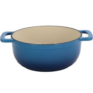 Gradient Blue 7.5QT Cast Iron Cooking Pot Set with Two Silicone Gloves Enamel Dutch Ovens by Cast Iron Kitchen Essentials - Product Image 4