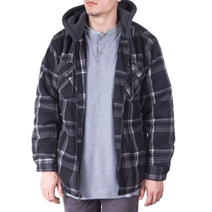 High Quality <b>Mens</b> Cotton Plaid Flannel <b>Shirt</b> Jacket With Hood Insulated Warm <b>Winter</b> Outerwear Shacket Supplier - Product Image 6