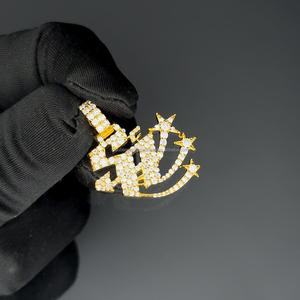 Personalizado 14K oro amarillo Mini nombre colgante 0,80 quilates diamante 8 gramos peso boda compromiso regalo diamante colgantes encantos - Product Image 2