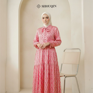 Vestido Gamis Musulmán para Mujer Shouqin Hazel, Satén de Seda, Elegante, Moderno, Estampado, Manga Larga, Abaya Modesta, Tallas Grandes XS-XXL, Venta al Por Mayor - Product Image 1