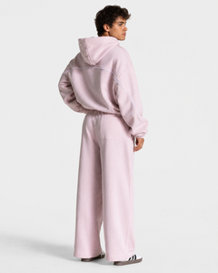 Ensemble de survêtement 2 pièces pour homme en molleton de coton respirant, rose clair avec lignes contrastées, coupe oversize, qualité supérieure, vente en gros - Product Image 2