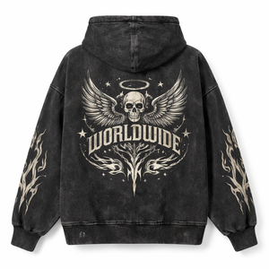 Sudadera con capucha y cremallera de lavado ácido premium para compras al por mayor - Opciones personalizadas al por mayor directamente del fabricante - Product Image 2