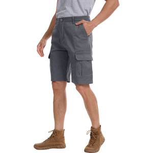 Shorts cargo camouflage gris pour homme, taille mi-haute, fermeture boutonnée, décontracté avec poches, en toile respirante - Product Image 2