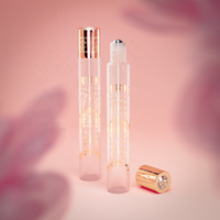 INNORHINO Bouteille de rouleau de parfum en verre rechargeable avec bouchon en cristal pour huiles essentielles | Roll On or rose 10ml