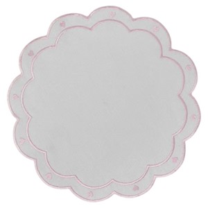 Juego de Manteles Individuales y Servilletas de Lino de Lujo Personalizados al por Mayor, Lavables, con Bordado de Planta Tradicional y Corazón Rosa, con Borde Festoneado, para Boda - Product Image 4