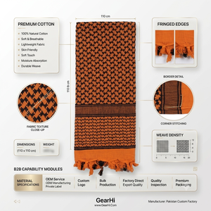 Shemagh, écharpe du désert, écharpe d'extérieur, écharpe de voyage, respirante, en coton doux tissé, en gros - Product Image 1
