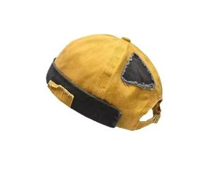 Casquette de baseball jaune déchirée à patchs, style urbain, en fil acrylique rayé, avec cache-oreilles jacquard, pour enfants, tenue décontractée - Product Image 4
