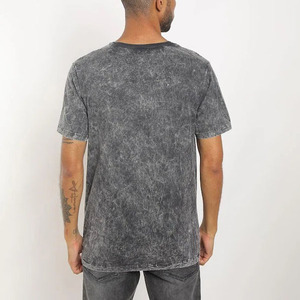 Comfortable acid wash Men's T-Shirts with faded texture breathable cotton fabric relaxed fit crew neck style for casual outings - Product Image 4