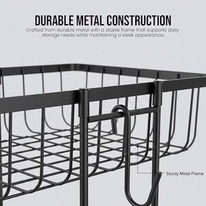 Panier de rangement vintage en métal écologique avec design ouvert, empilable, organisateur en fil métallique pour étagère de placard, multi-usages - Product Image 4