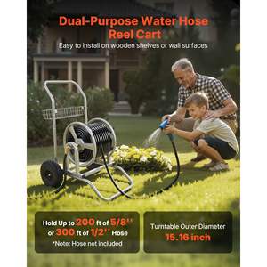 High-Pressure 200/300ft <b>Garden</b> Hose Reel <b>Cart</b> Heavy-Duty Mesh Storage Basket Dual-Purpose Portable Hoses Reels for <b>Gardens</b> Cars - Product Image 2
