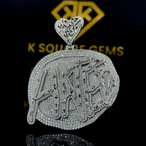 Pendentif initial personnalisé pour enfants, style Hip Hop, en Moissanite, Argent Sterling 925 plaqué Rhodium, Bijoux Ice - Product Image 1