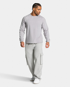 Fitness Wear cotton fleece Wide Leg Cargo <b>Joggers</b> with Elastic Waistband, Zipped Pockets & Drawstring Gym, Workout - Product Image 4