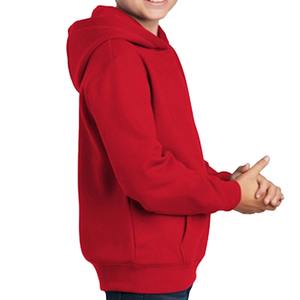 เสื้อฮู้ดเด็กสีแดงพิมพ์โลโก้ได้  แบบเรียบ ผ้าฟลีซ สำหรับเด็กชายและเด็กหญิง  เสื้อกันหนาวเด็ก  ขายส่ง  เสื้อผ้าเด็กฤดูหนาว - Product Image 1