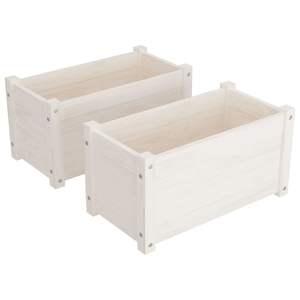 Ensemble de 2 jardinières en pin massif blanc, taille moyenne, durables, pour fleurs et plantes - Product Image 2