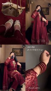 Best Fabric Party Wear Faux Georgette with Embroidery Sequence work Plazzo-<b>Kurta</b> & Dupatta Set <b>Woman</b> Fashion Supplier from Surat - Product Image 6