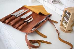 Estuche Enrollable de Cuero Genuino para Cuchillos, Bolsa de Chef a Prueba de Olores, Organizador de Herramientas de Cocina, Personalizado, LSKR-0045 - Product Image 4