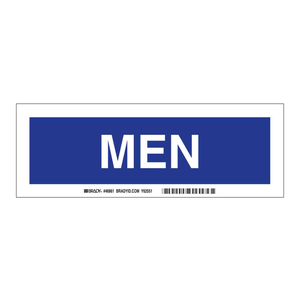 Señal de Advertencia para Áreas Masculinas, Resistente para Interiores/Exteriores, PVC/Aluminio/Plástico, Marca Brady Men Sign - Product Image 1