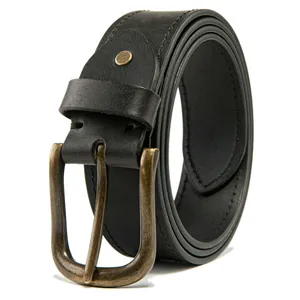 Everglide Corporation Black Genuine Leather Formal Men's Waist <b>Belt</b> Auto Lock Buckle 35mm Durable Solid Design Alloy Printed - Product Image 1