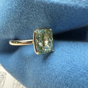 Anillo de Compromiso con Diamante de Corte Brillante AMBER JEWELS, Oro Sólido de 18K, Baño de Plata, Engaste de Garras, Banda Pavé, Certificado IGI, Unisex - Product Image 5
