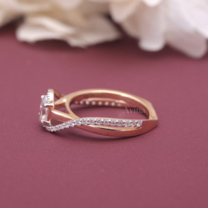 Anillo de compromiso con diamante cultivado en laboratorio de corte ovalado certificado por IGI, diseño Infinity Twist, oro blanco/rosa y amarillo de 9K, halo pavé, anillo nupcial. - Product Image 6