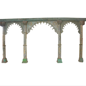 Artesanía Haswani, Arco de Madera Tradicional Antiguo de 3 Puertas, Madera Reciclada Rústica, Decoración de Puerta Tallada a Mano de Estilo Indio - Product Image 1