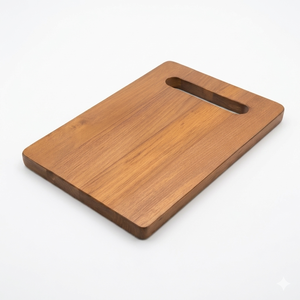 Planche à découper rectangulaire en teck massif de qualité supérieure, écologique, antibactérienne, ustensiles de cuisine, couteau en acier inoxydable - Product Image 1