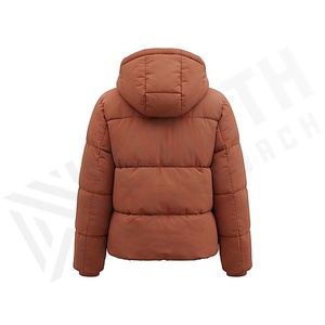 Hooded Quilted Waterproof <b>Bubble</b> Jacket Black Full Sleeve Winter Windproof Cotton Shell Knitted Fabric Polyester Filling Stand - Product Image 2