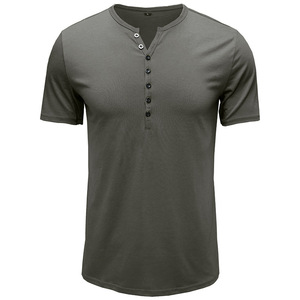T-shirt sportif à manches courtes pour homme, tricoté avec motif, en polyester/coton, noir uni délavé, L, poids lourd, faible MOQ, chemises décontractées - Product Image 3