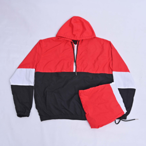 Conjunto Deportivo Unisex Cortavientos con Capucha, Bloques de Color Rojo, Negro y Blanco, Manga Larga, Estilo Deportivo, Ropa de Otoño, Talla Adulto, Corte Regular - Product Image 6