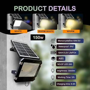 Homehop - Lámpara Solar LED de 150 W para Exteriores, Impermeable, Inalámbrica, para Hogar, Jardín y Patio (3 Colores) - Product Image 5