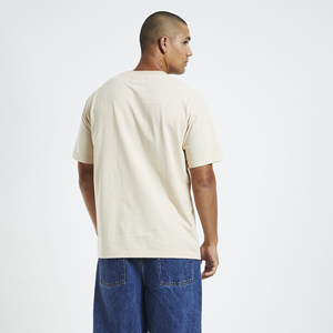 T-shirt basique noir en polyester tricoté pour homme, 220 grammes, col surdimensionné, manches courtes, coupe ample, style streetwear décontracté, anti-rétrécissement - Product Image 4