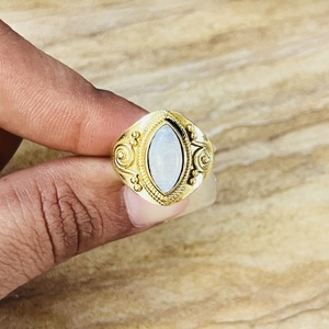 Market Favorite Top Choice Brass <b>Ring</b> Moonstone 18k Gold Plated <b>Statement</b> <b>Ring</b> Vintage Tribal Style Spiral Wholesale Womens <b>Ring</b> - Product Image 4