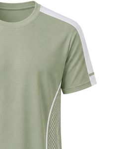 T-shirt de sport pour homme personnalisé vert sauge clair, séchage rapide, respirant, pour la course, la gym, le fitness, en polyester, haut de gamme pour l'entraînement - Product Image 4