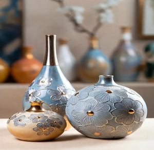 Luxury asymmetrical ribbed bronze centerpieces providing rich textures for contemporary spaces, available at wholesale prices. - Product Image 2
