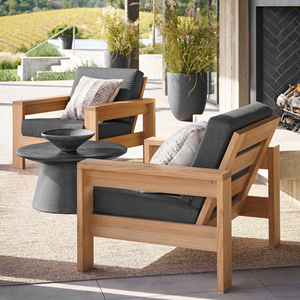 Minimalist Wooden One Seat Garden <b>Sofa</b> With White Cushions <b>Outdoor</b> Furniture Garden <b>Sofa</b> Lounge Chair - Madison - Product Image 6