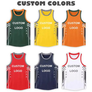 เสื้อบาสเก็ตบอลตาข่ายระบายอากาศได้ดี พิมพ์ลายแบบรีดร้อนตามสั่ง โพลีเอสเตอร์ 100% แห้งเร็ว เสื้อแขนกุดสำหรับเล่นกลางแจ้ง - Product Image 5