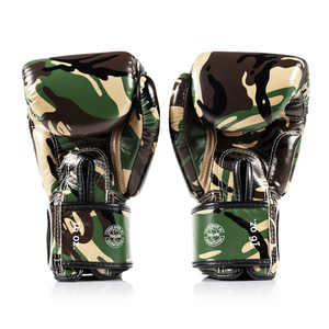 Guantes de Boxeo Fairtex de Alta Resistencia con Diseño de Camuflaje, Cierre de Correa de Cuero Vacuno Original, para Muay Thai y Kickboxing, OEM - Product Image 3