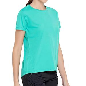 T-shirt femme personnalisé avec logo, col rond, manches courtes, couleur unie, polyester/coton de haute qualité, séchage rapide, streetwear tendance, OEM - Product Image 2
