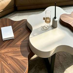 Table basse minimaliste moderne en forme de nuage avec design bicolore imbriqué pour salon, appartement, hôtel - Product Image 3