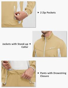 Chándal Deportivo Transpirable de Color Sólido para Hombre, con Cierre Completo, Cuello con Media Cremallera, Bolsillos Laterales, Corte Regular, para Primavera - Product Image 6