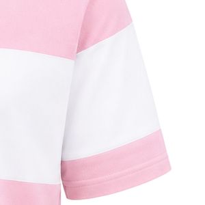 Pink White Color Block Striped Polo <b>Shirt</b> Short Sleeve Collared with JJ Logo Embroidery for Men Casual Golf Club Uniform Polo - Product Image 4