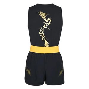 ชุดต่อสู้ MMA แบบชิ้นเดียวสีดำสำหรับผู้หญิง ยี่ห้อ INDEX พร้อมลายปักสีทองและสายรัดเอว ช่วยระบายความชื้น ชุดกีฬา Index - Product Image 3