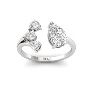 Bague Aurora Gleam en argent sterling 925 avec finition plaquée or 10 carats et diamant de laboratoire taille poire pour femme - Product Image 4