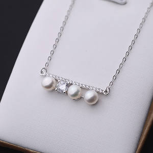 Collier pendentif en argent S925 avec 3 supports en bois et 5,5-6 perles, accessoires féminins DIY, chaîne fine 284, accessoire - Product Image 5