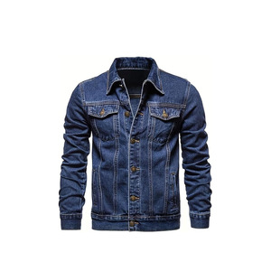 เสื้อแจ็คเก็ตยีนส์ผู้ชายระดับพรีเมียมทรงสลิมฟิตดีไซน์คลาสสิคแบบ Trucker ติดกระดุมด้านหน้า เสื้อคลุมลำลองสำหรับผู้ชาย - Product Image 1